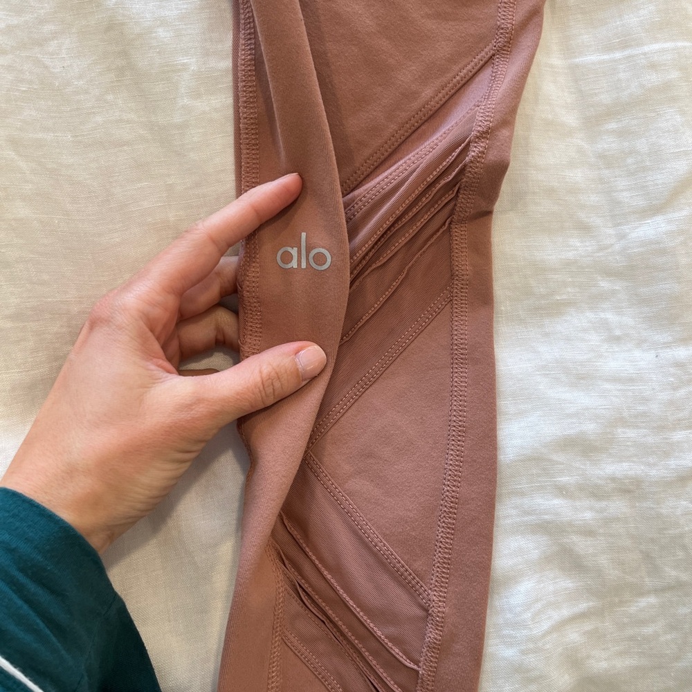 Brand new without tags - rose gold Alo leggings with mesh details
